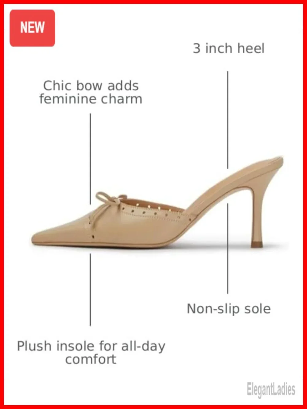 Kitten Heel Pointed Toe Bow Mule Sandals Casual Stiletto Pumps